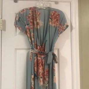 Floral print maxi wrap dress